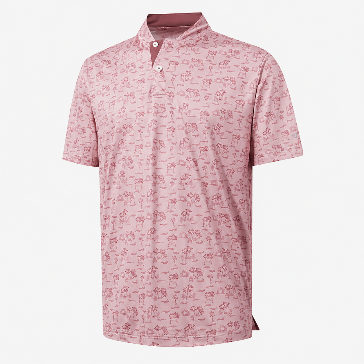 Floral Print Short Sleeve Performance Polo TShirt with Stretch Fit for Men