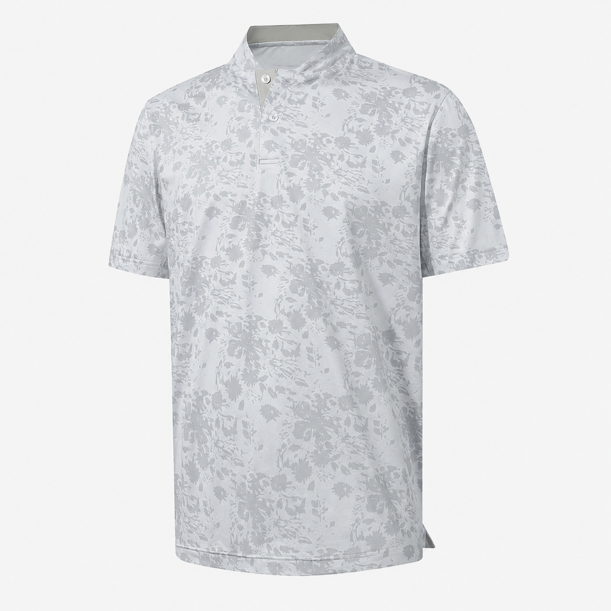 Floral Print Short Sleeve Performance Polo TShirt with Stretch Fit for Men