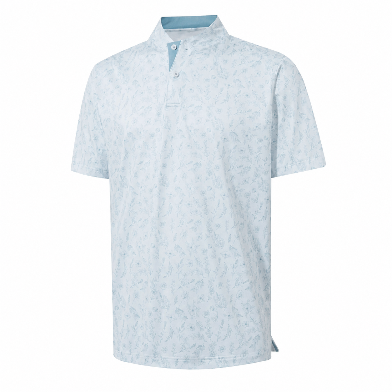 Floral Print Short Sleeve Performance Polo TShirt with Stretch Fit for Men