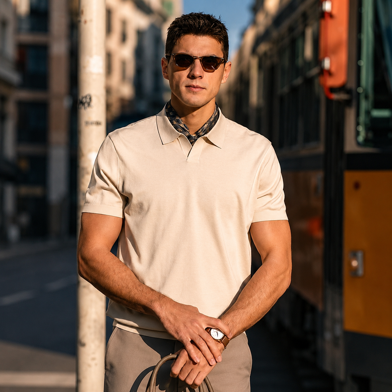Casual Short Sleeve Knit Polo TShirt with Clean Classic Design for Men