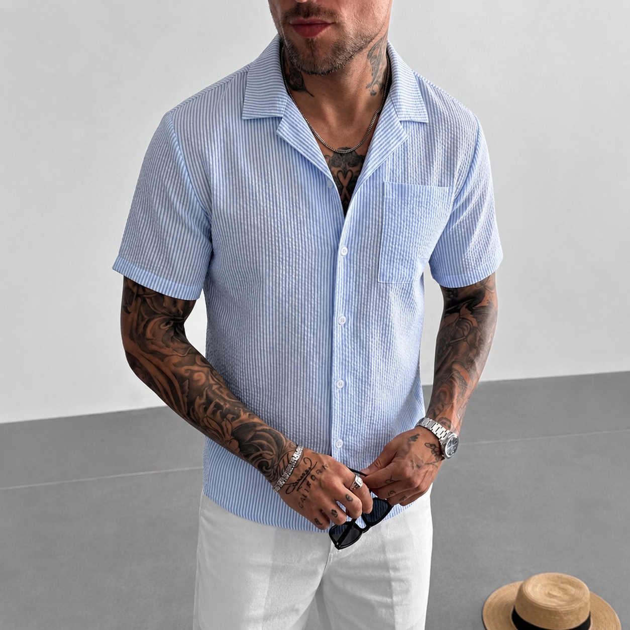 Casual Loose Fit Cuban Collar Summer Shirt For Men