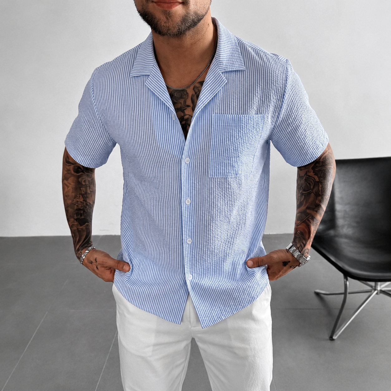 Casual Loose Fit Cuban Collar Summer Shirt For Men