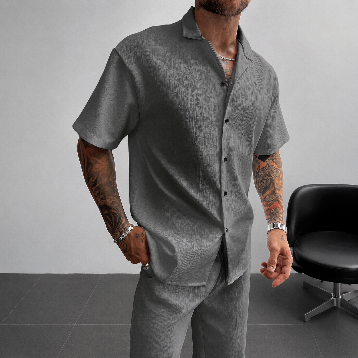 Casual Loose Fit Cuban Collar Summer Shirt For Men