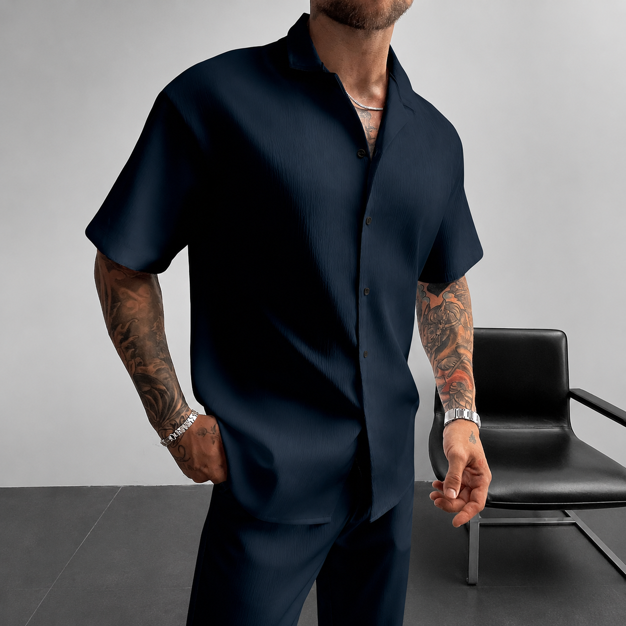 Casual Loose Fit Cuban Collar Summer Shirt For Men