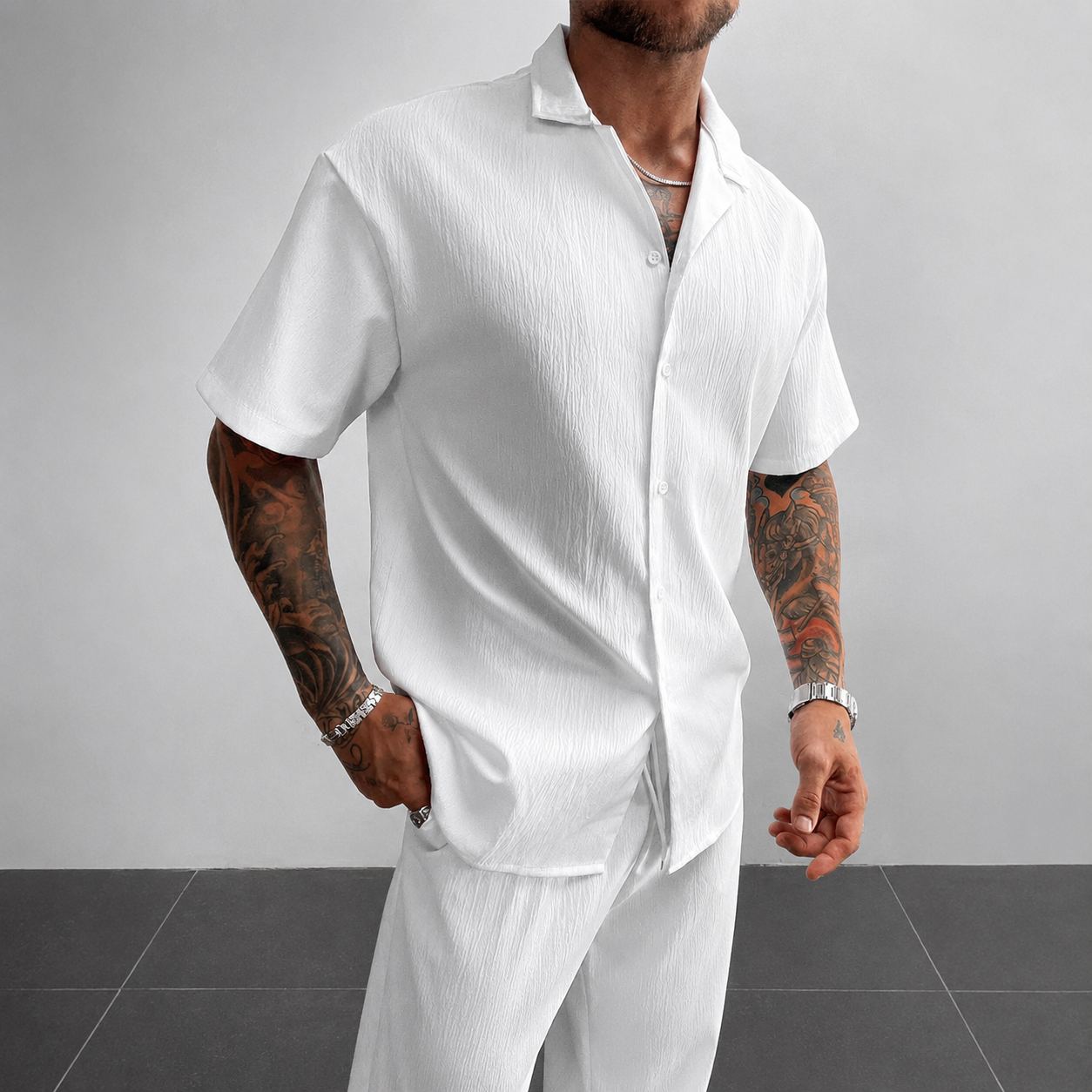 Casual Loose Fit Cuban Collar Summer Shirt For Men