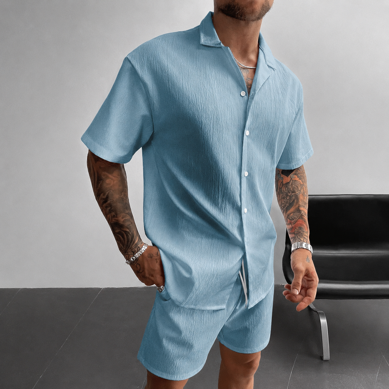 Casual Loose Fit Cuban Collar Summer Shirt For Men