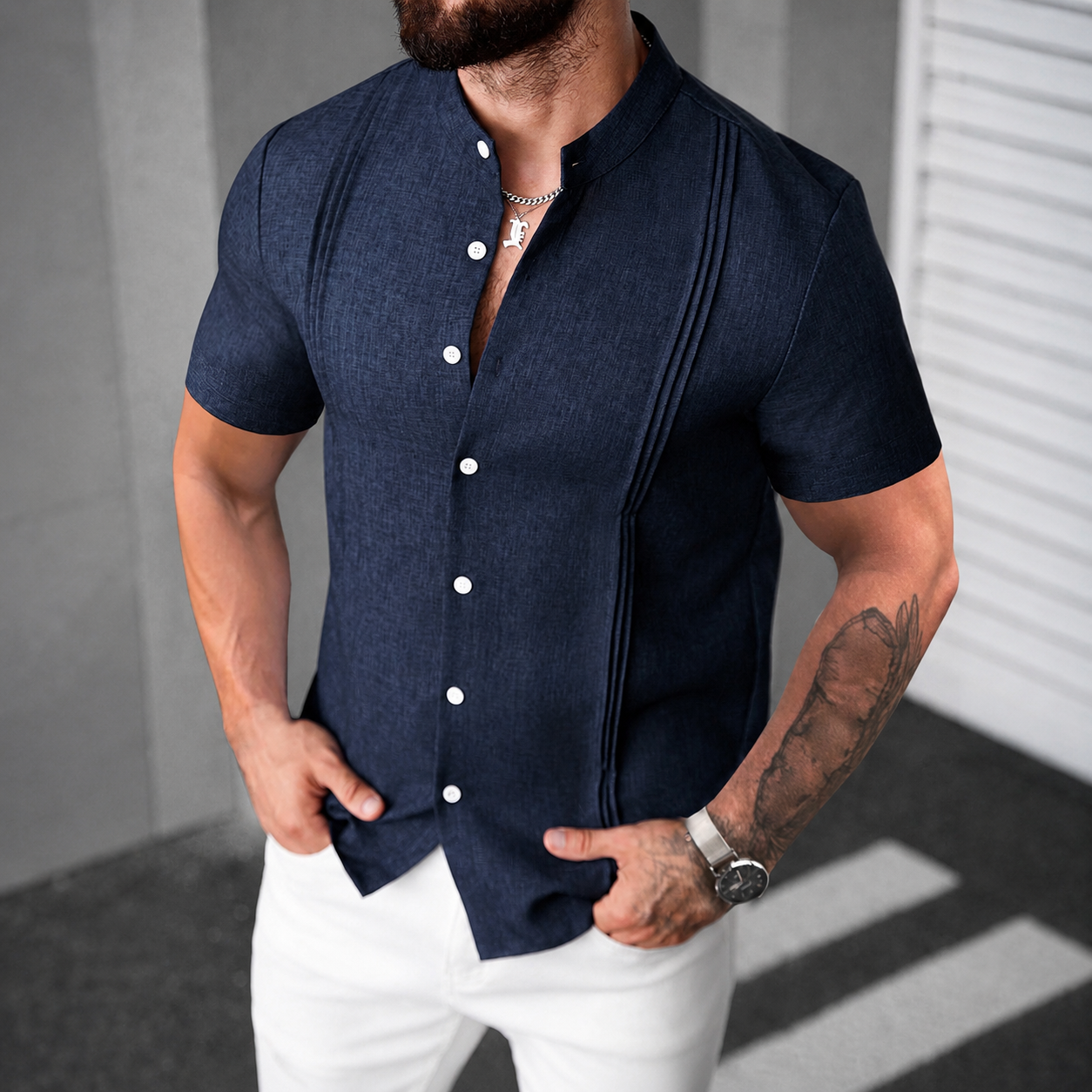 Casual Printed Short Sleeve Beach Shirt For Men