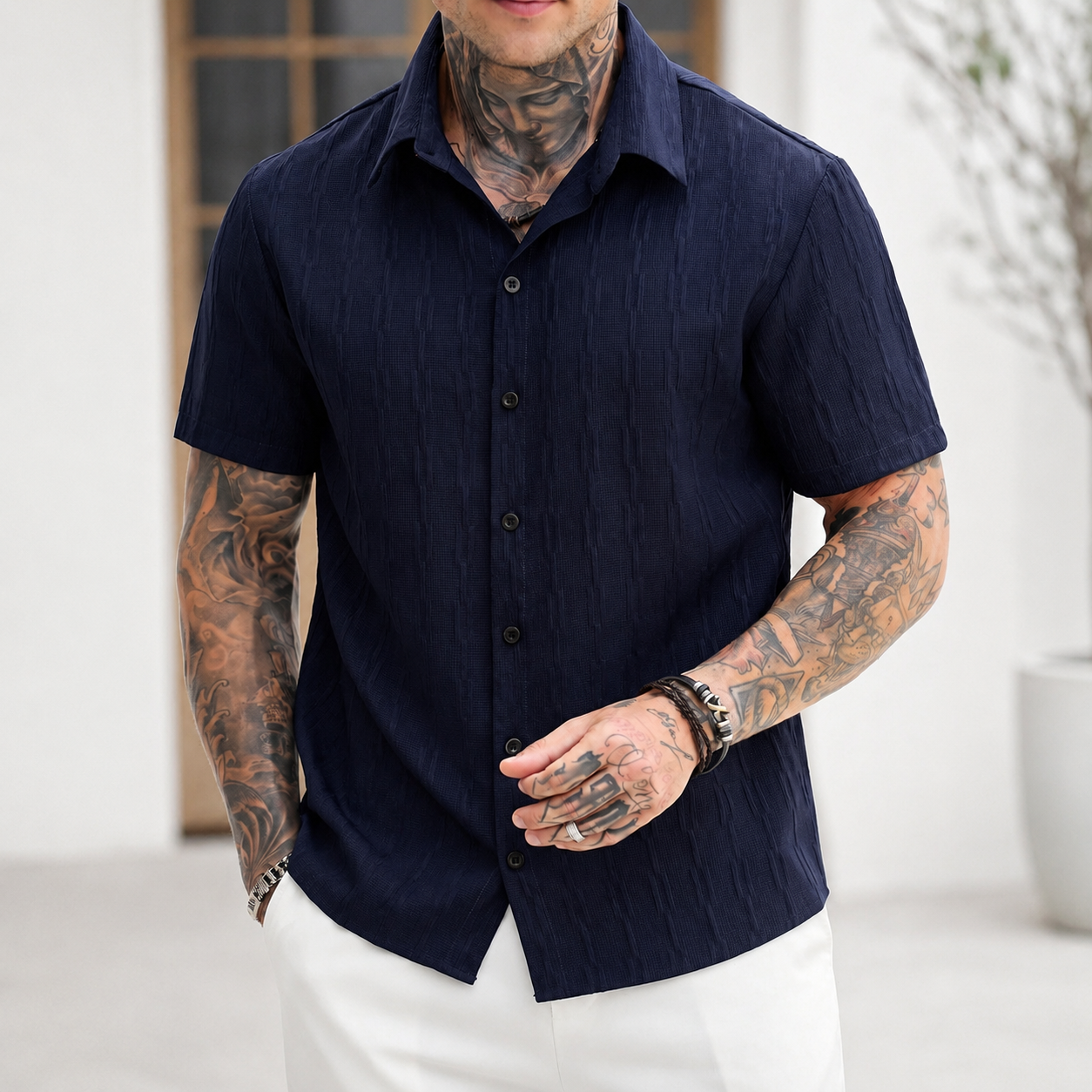 Casual Printed Short Sleeve Beach Shirt For Men