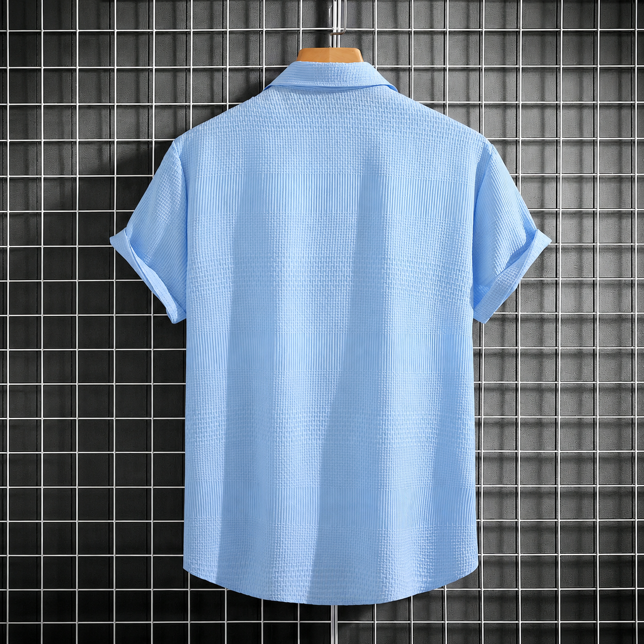 Plain Button Down Short Sleeve Shirt For Men