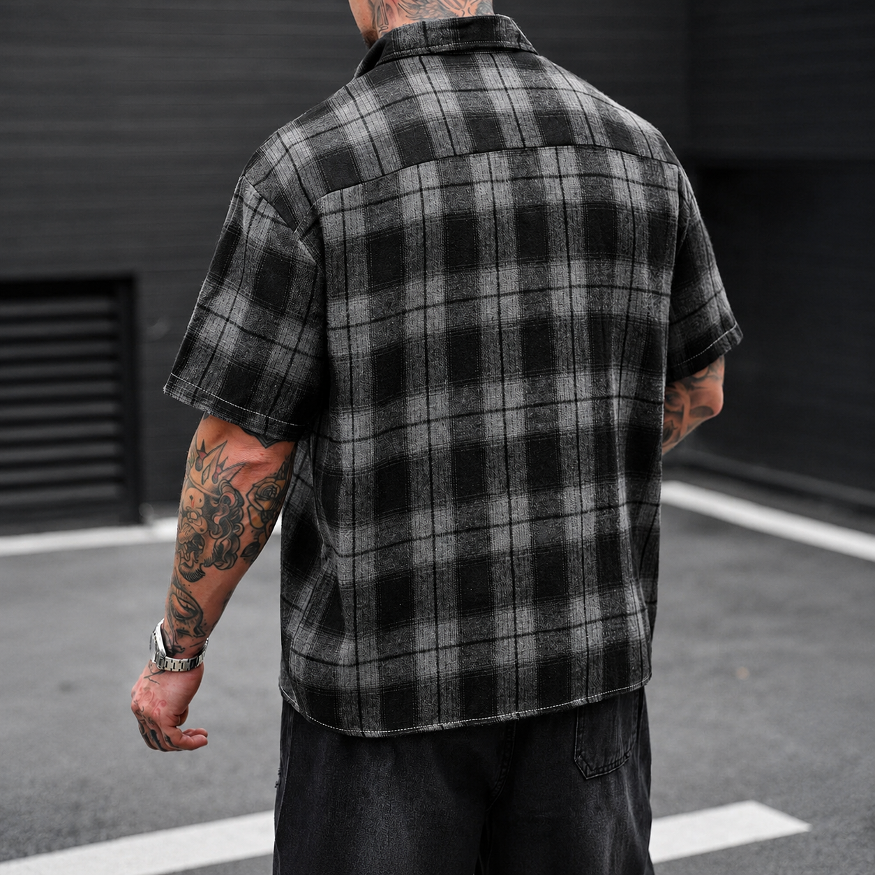 Men Plaid Summer Streetwear Vintage Flannels Short Sleeve Casual Shirt