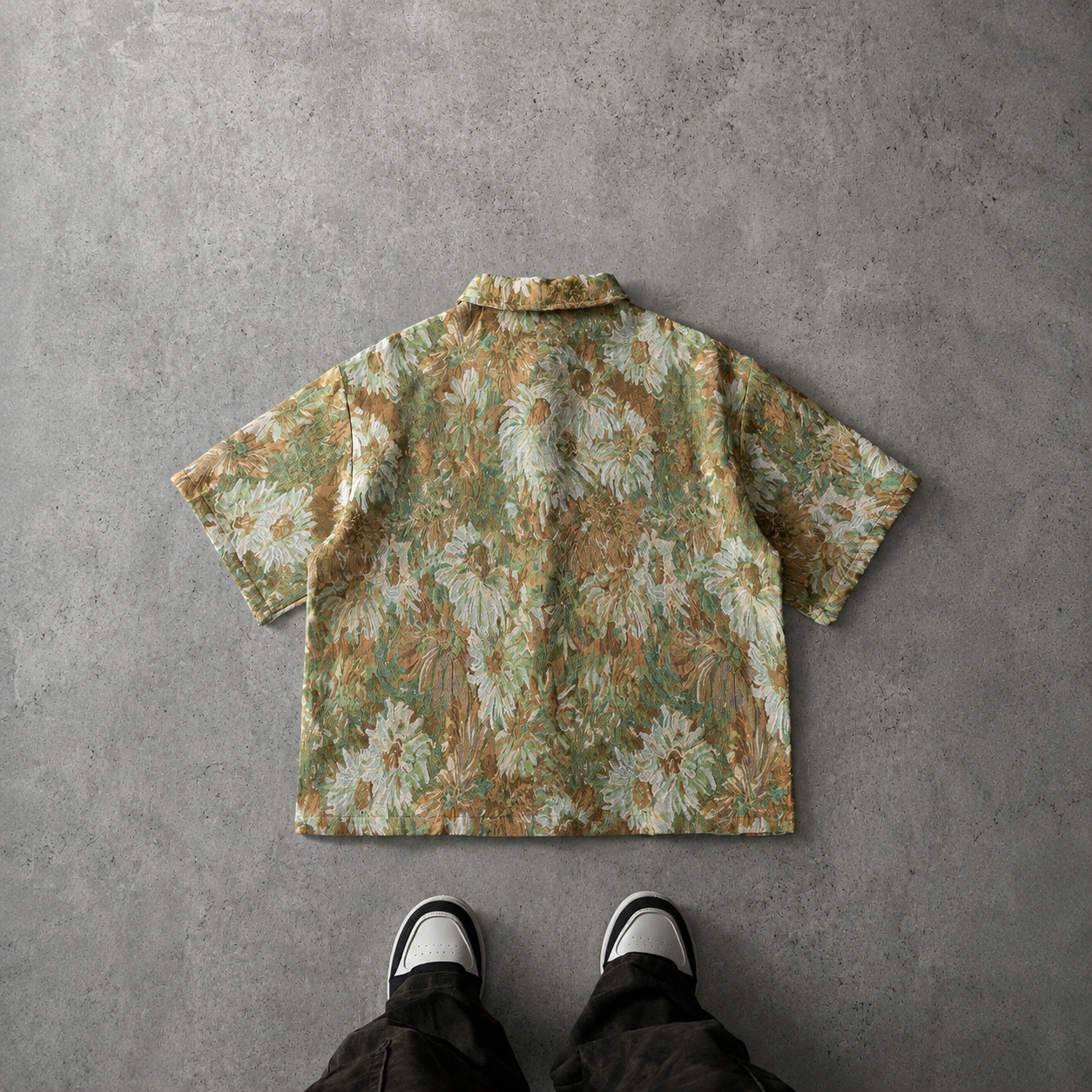 Oversized Short Sleeve Button Down Collared Shirt For Men
