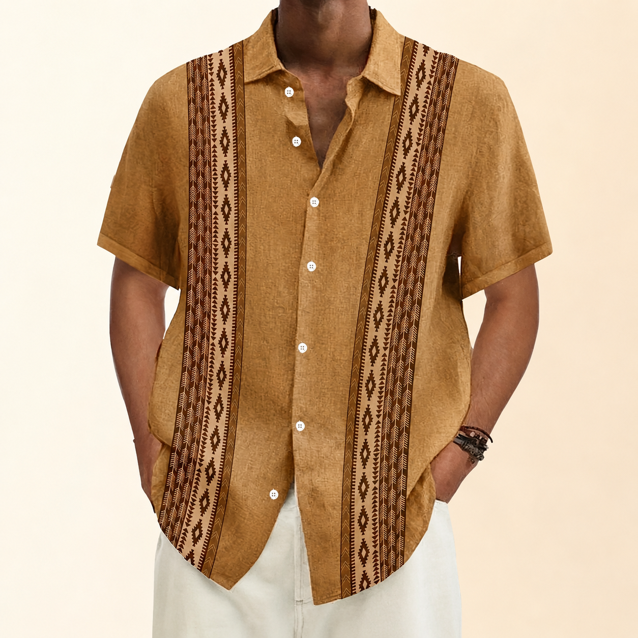 Vintage Printed Casual Holiday Shirt for Men