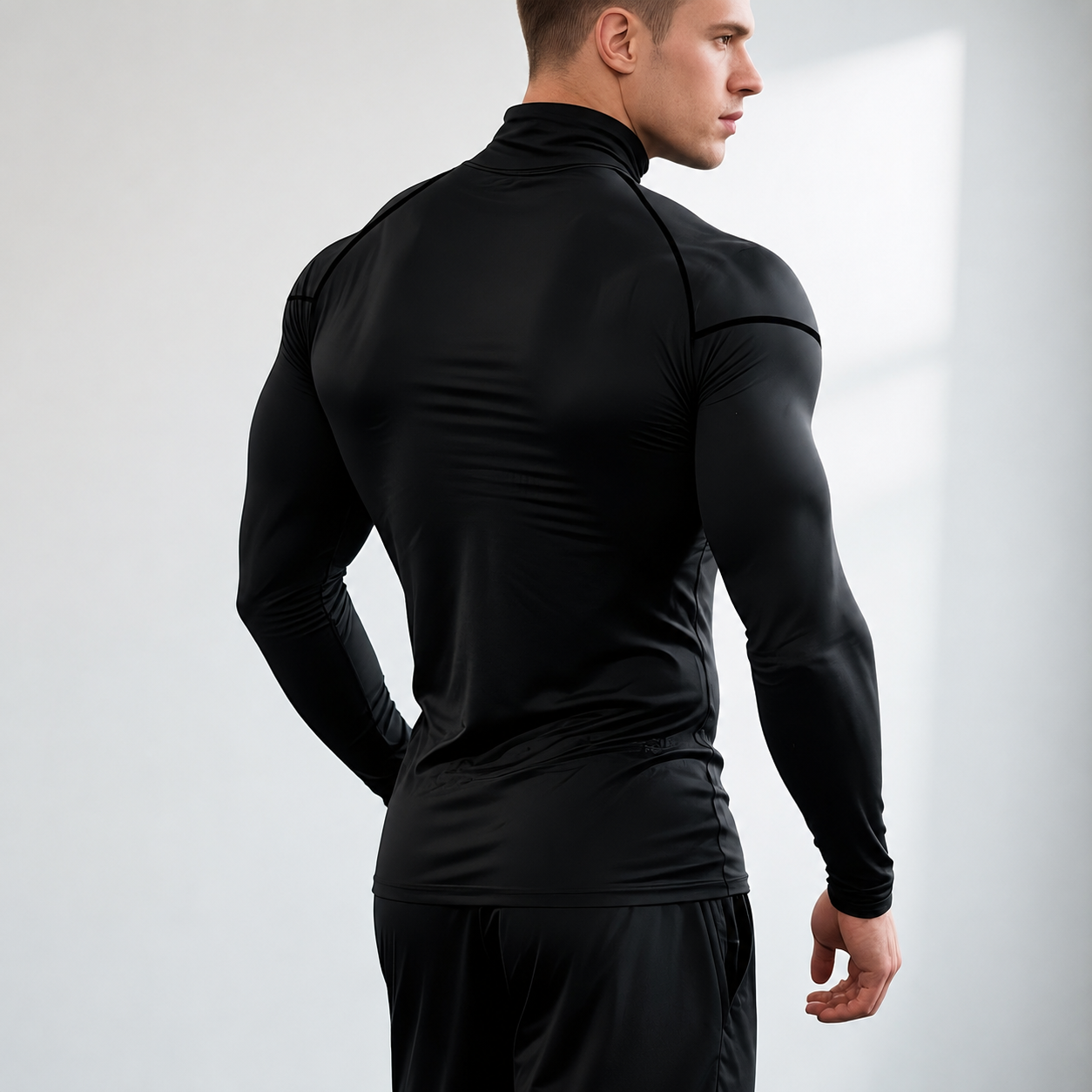 Long Sleeve High Collar Compression Shirt for Men