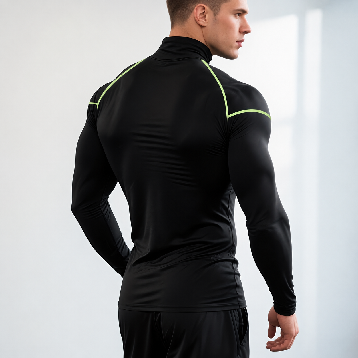 Long Sleeve High Collar Compression Shirt for Men