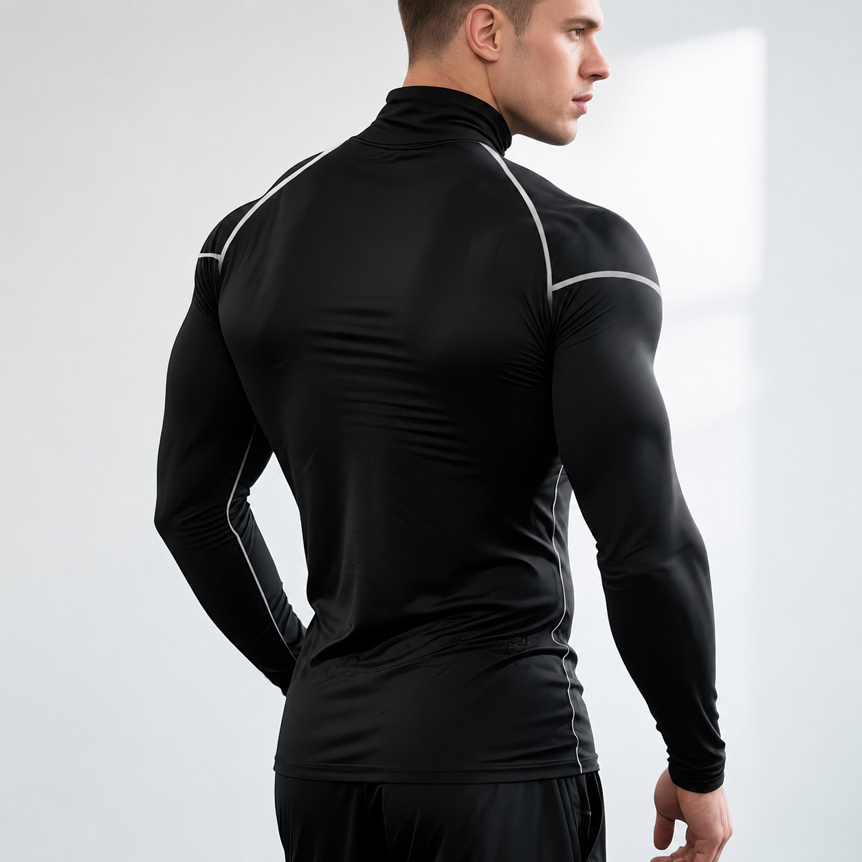 Long Sleeve High Collar Compression Shirt for Men