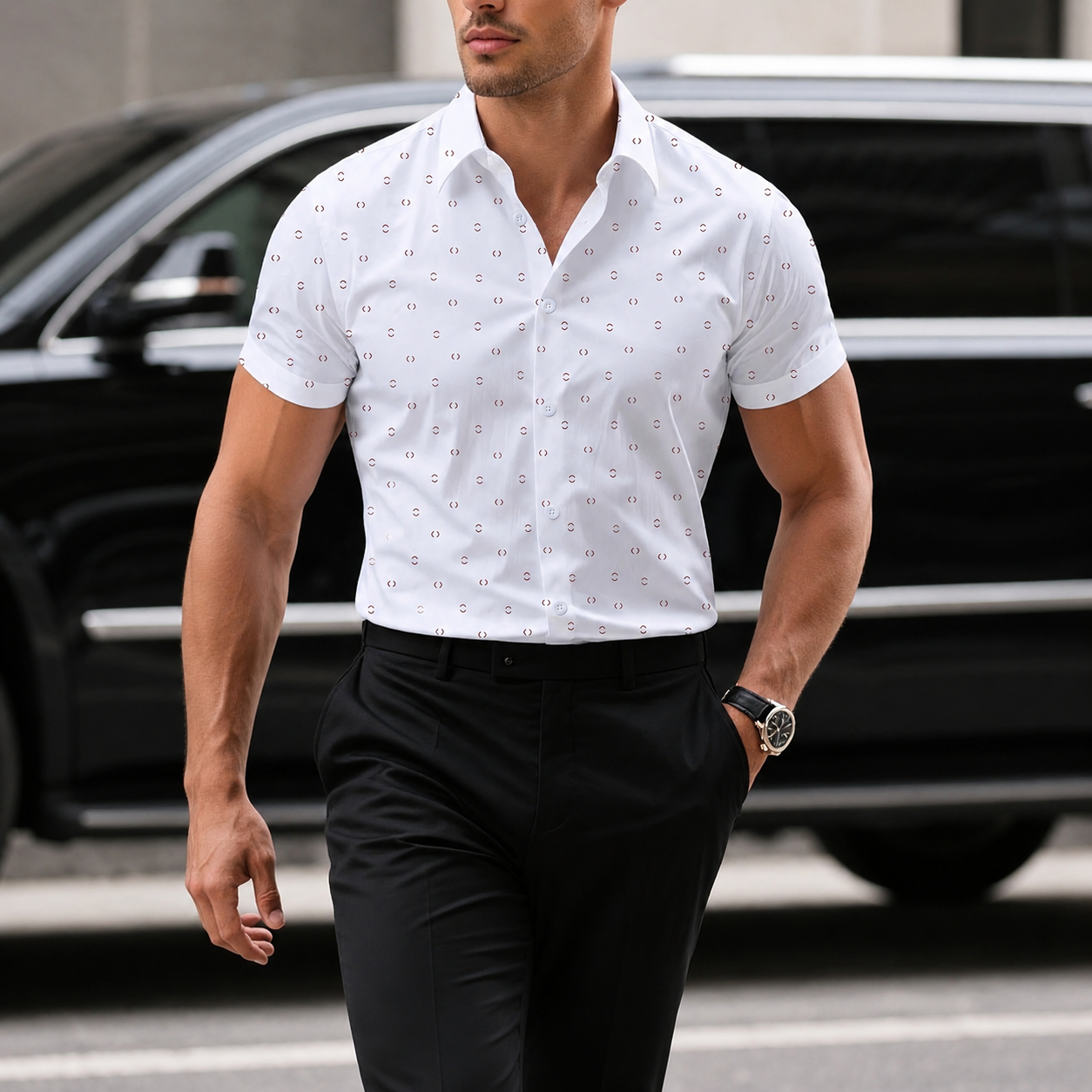 Short Sleeve Button Up Casual Shirt for Men