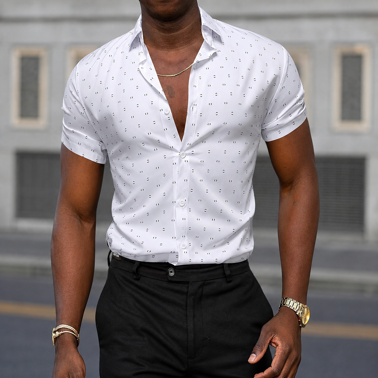 Short Sleeve Button Up Casual Shirt for Men