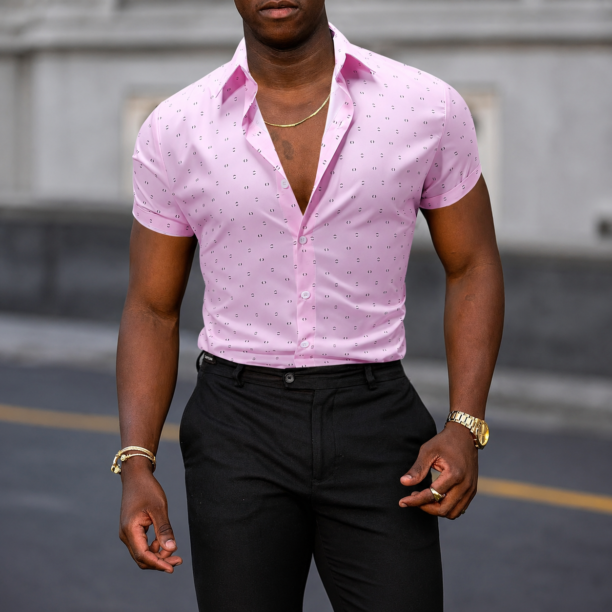Short Sleeve Button Up Casual Shirt for Men