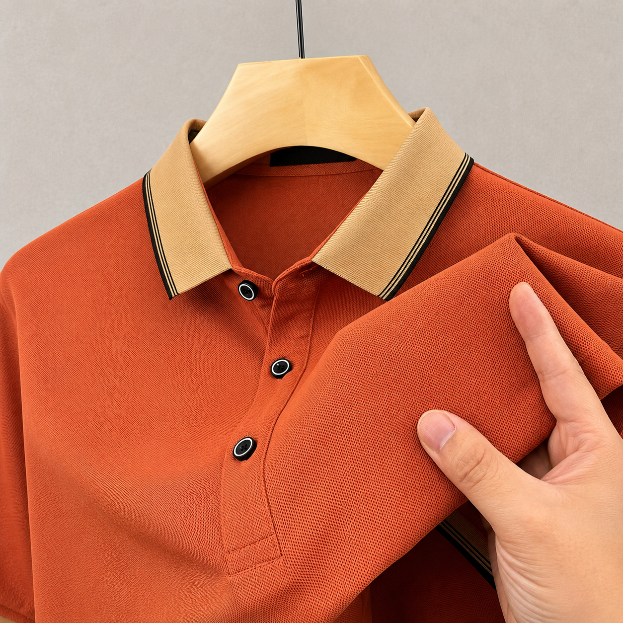 Geometric Embroidered Short Sleeve Polo T Shirt for Men