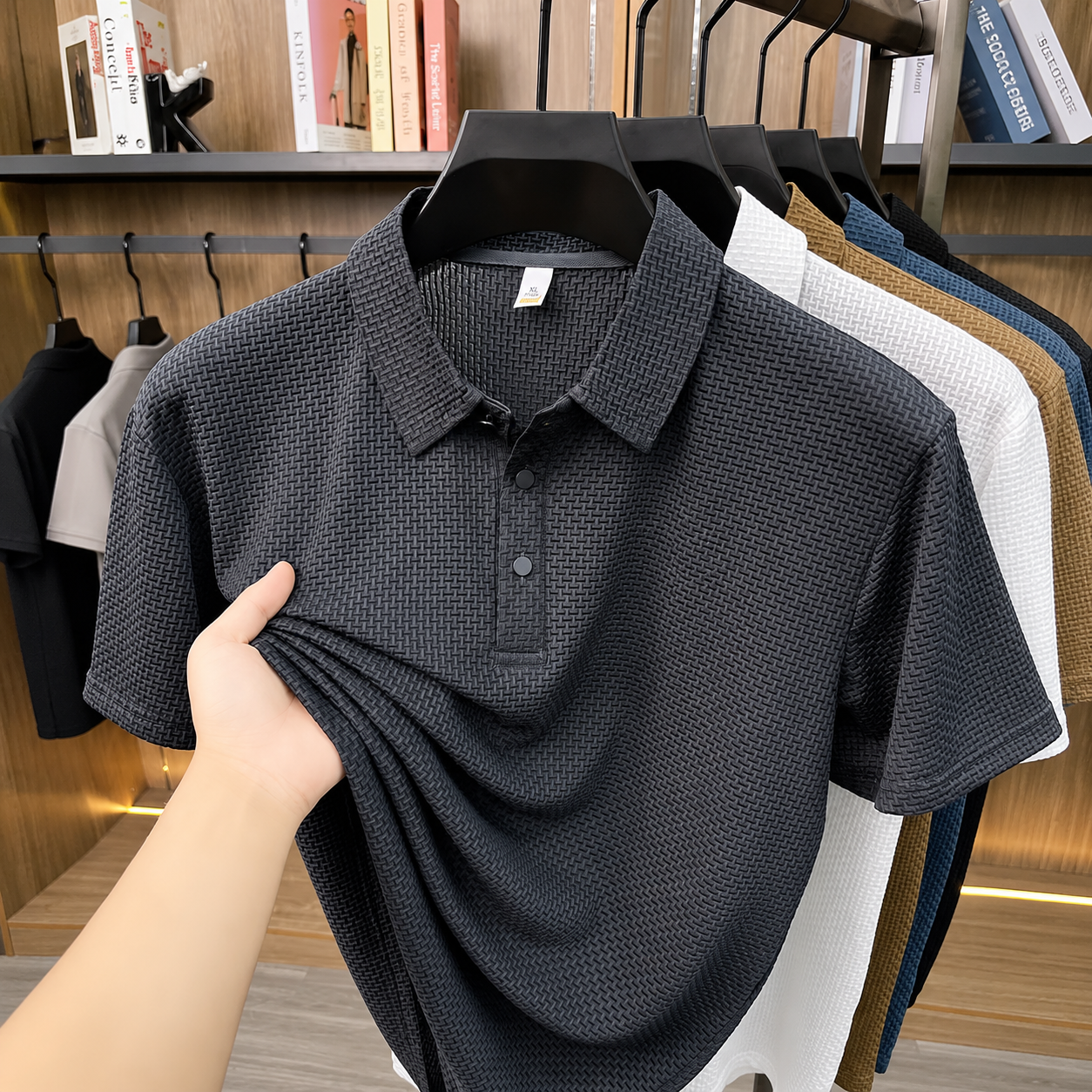 Textured Printed Quick Dry Casual Polo T Shirt for For Men