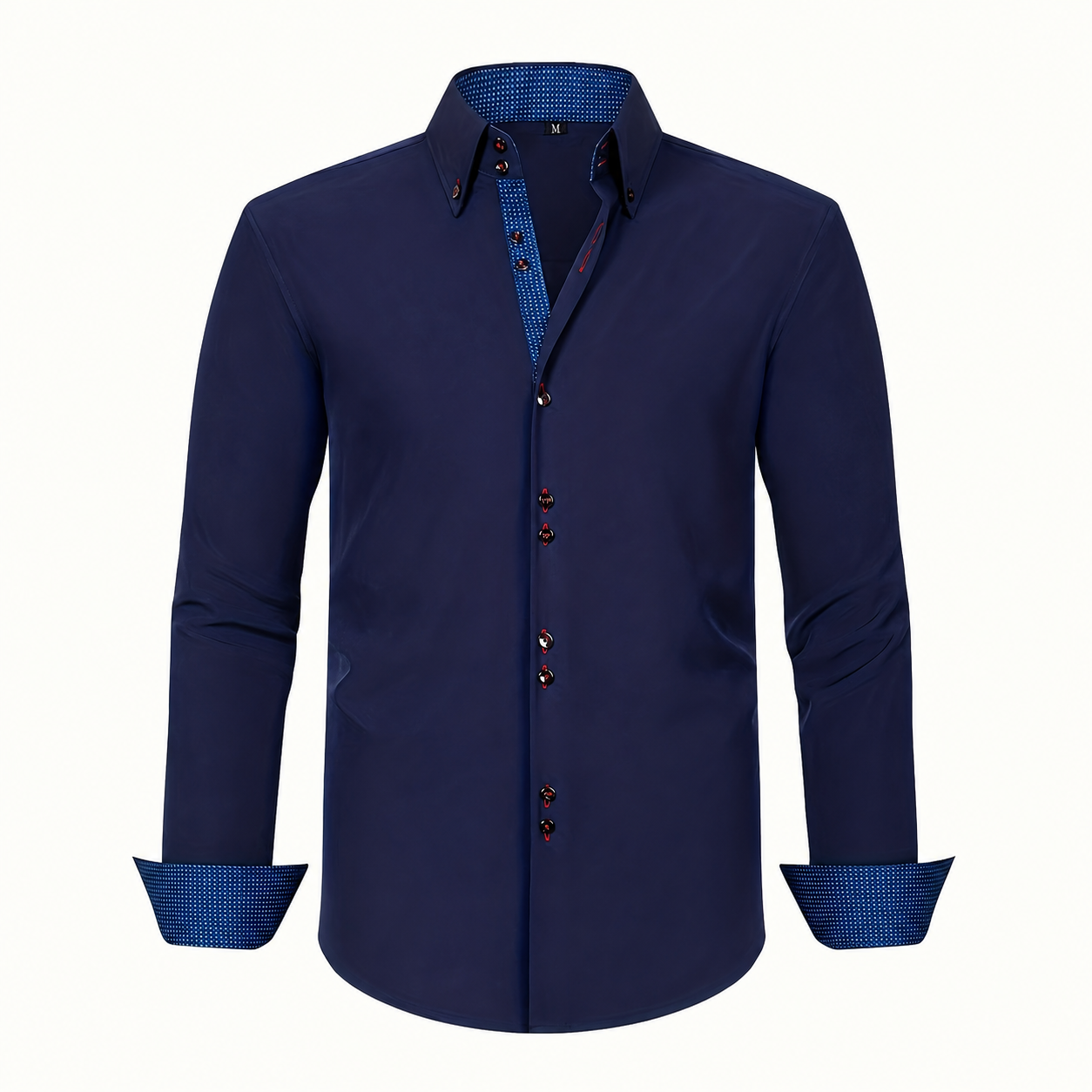 Contrast Trim Long Sleeve Button Down Shirt