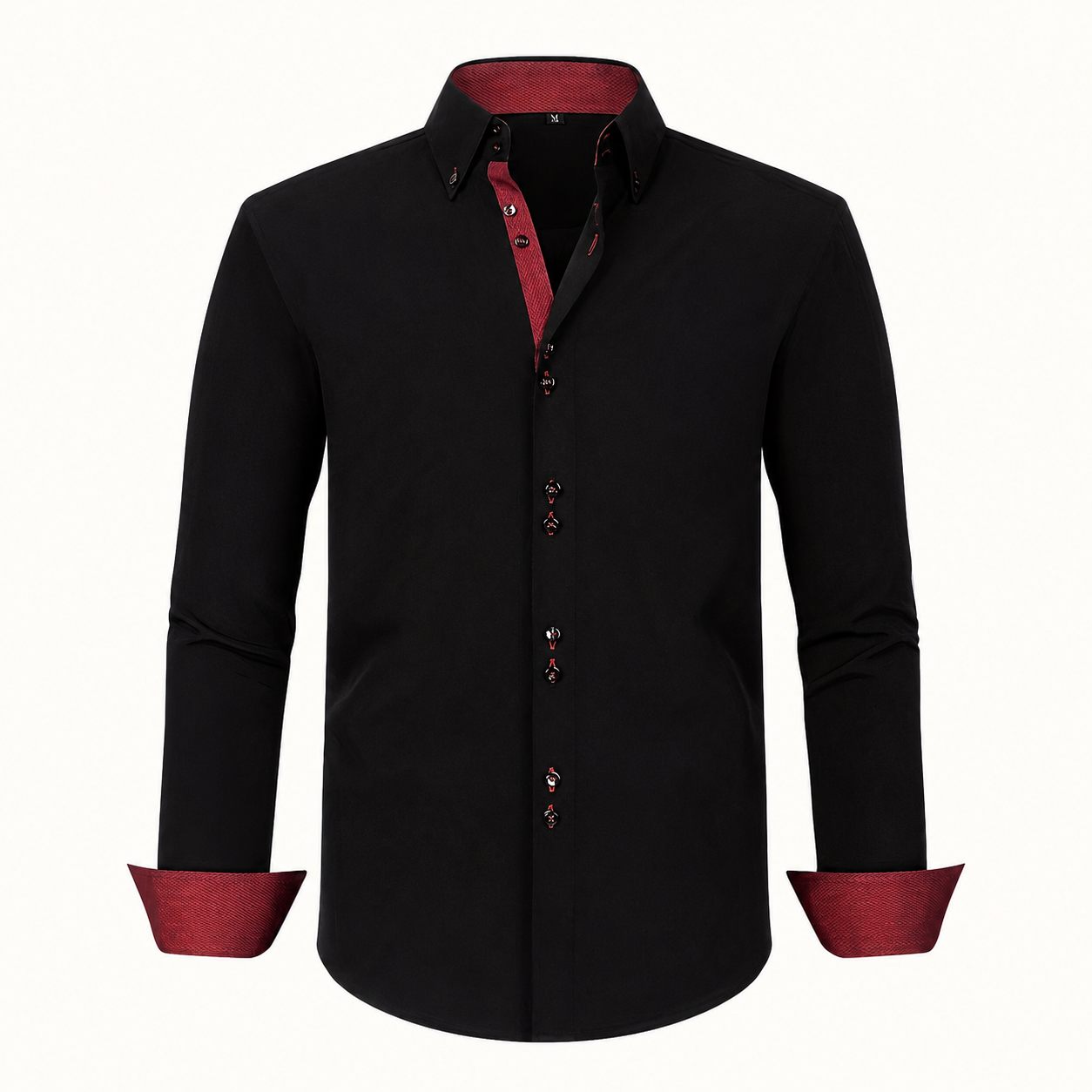 Contrast Trim Long Sleeve Button Down Shirt