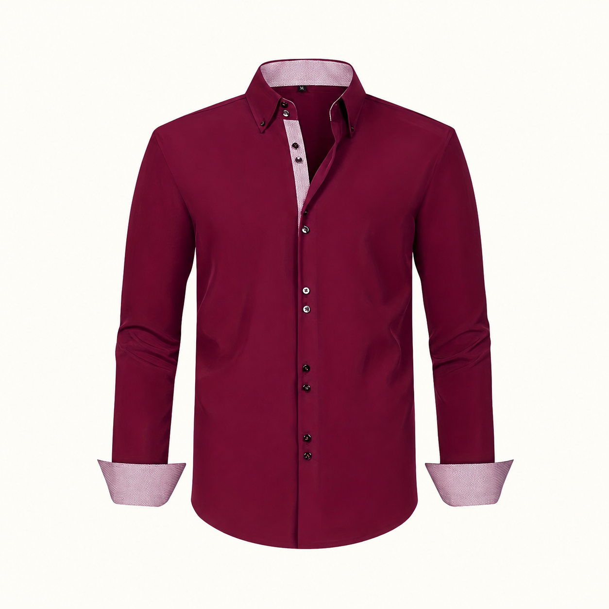 Contrast Trim Long Sleeve Button Down Shirt