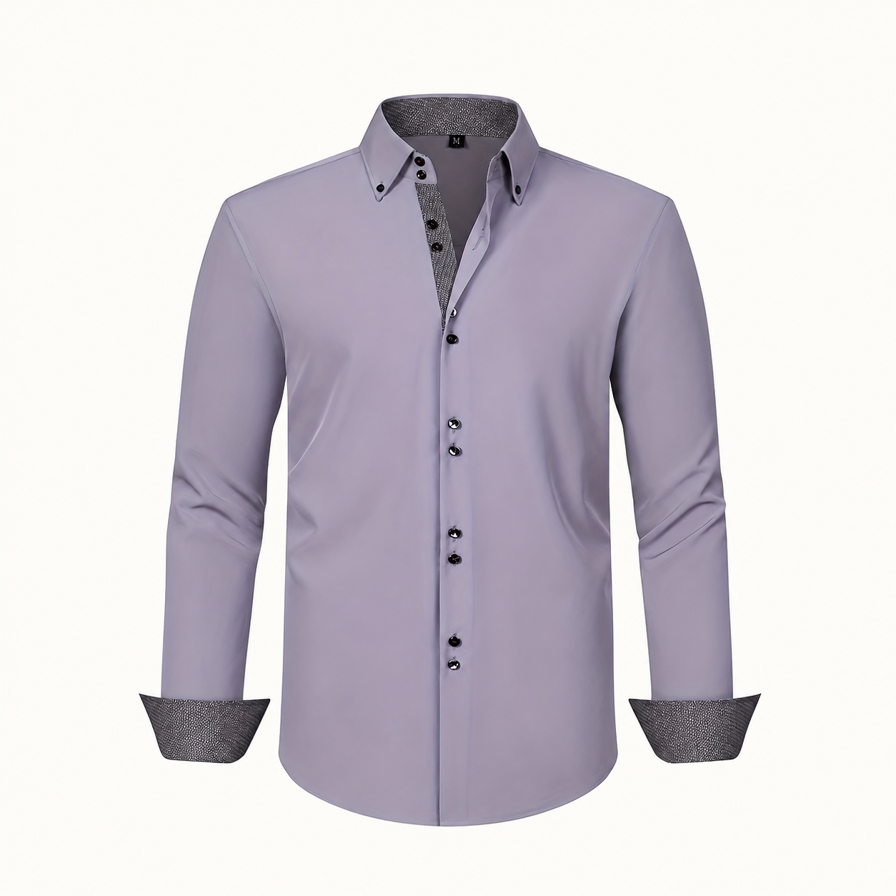Contrast Trim Long Sleeve Button Down Shirt