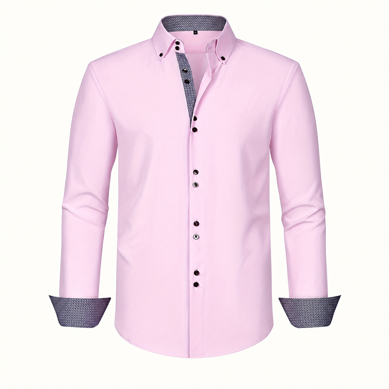 Contrast Trim Long Sleeve Button Down Shirt