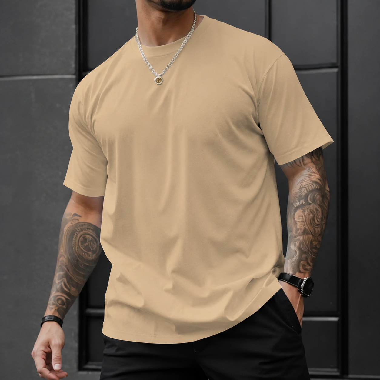 Solid Color Minimalist Casual T Shirt For Men