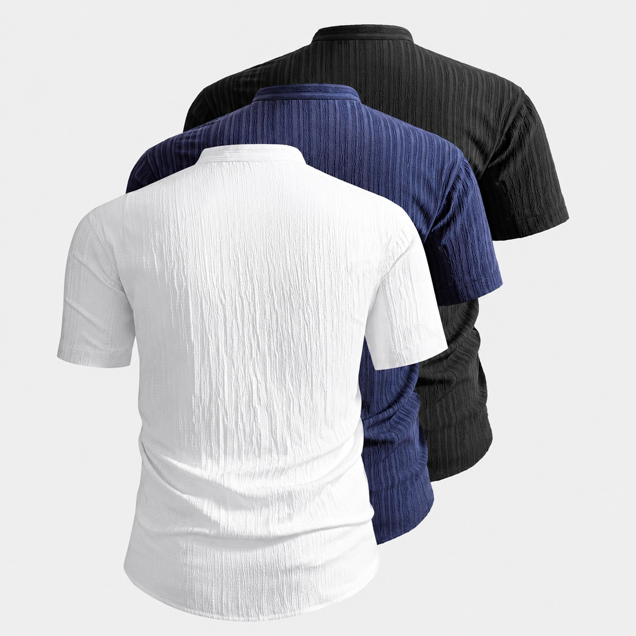 Pack of 3 Lightweight Short Sleeve Mandarin Collar Shirt for Men