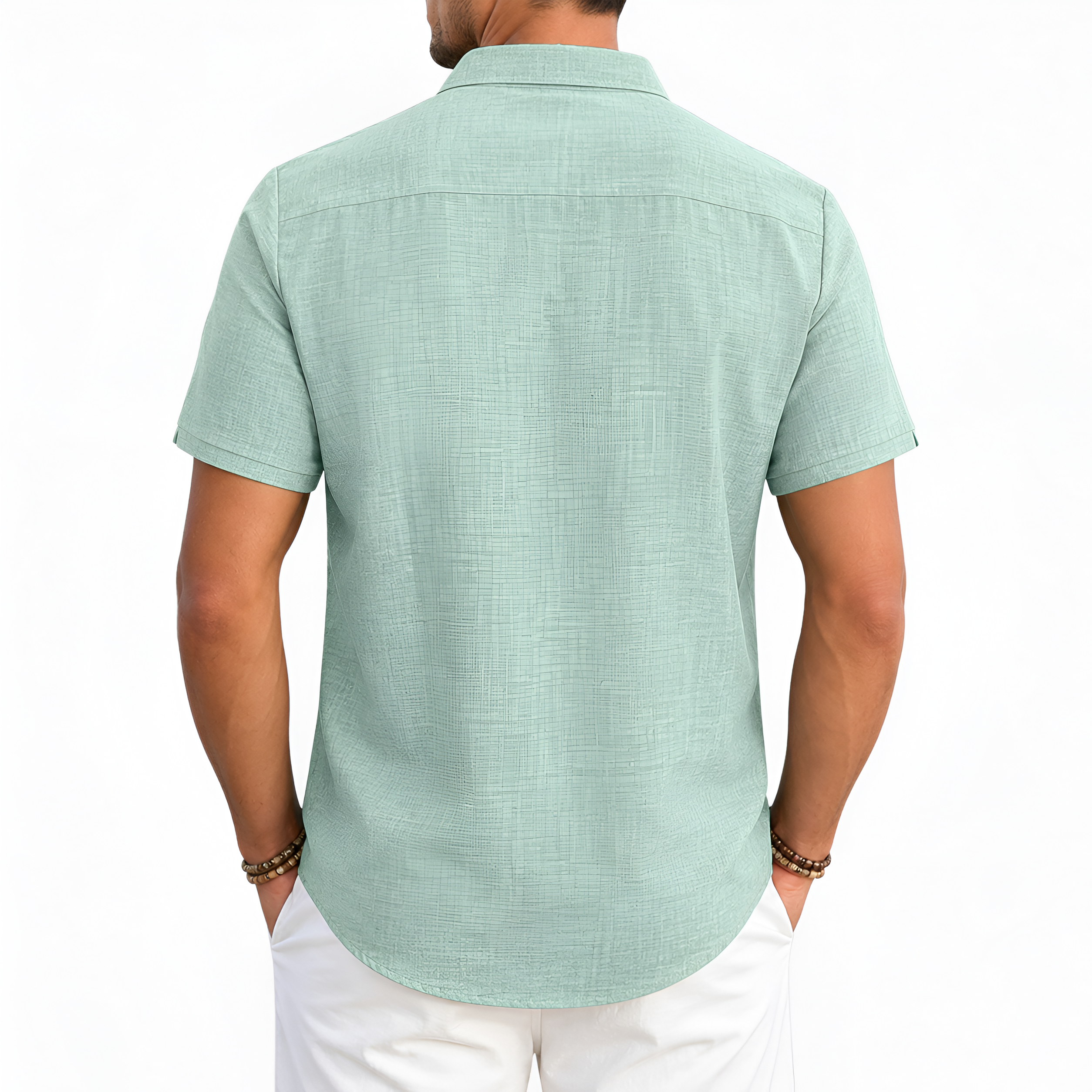 Cuban Collar Design Short Sleeve Summer Wear Shirt For Men