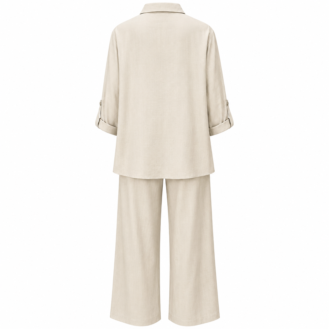 Summer Linen Matching Outfit With Wide Pants For Women