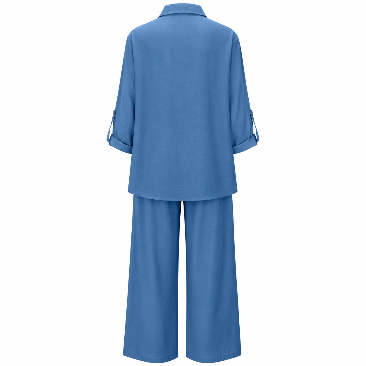 Summer Linen Matching Outfit With Wide Pants For Women