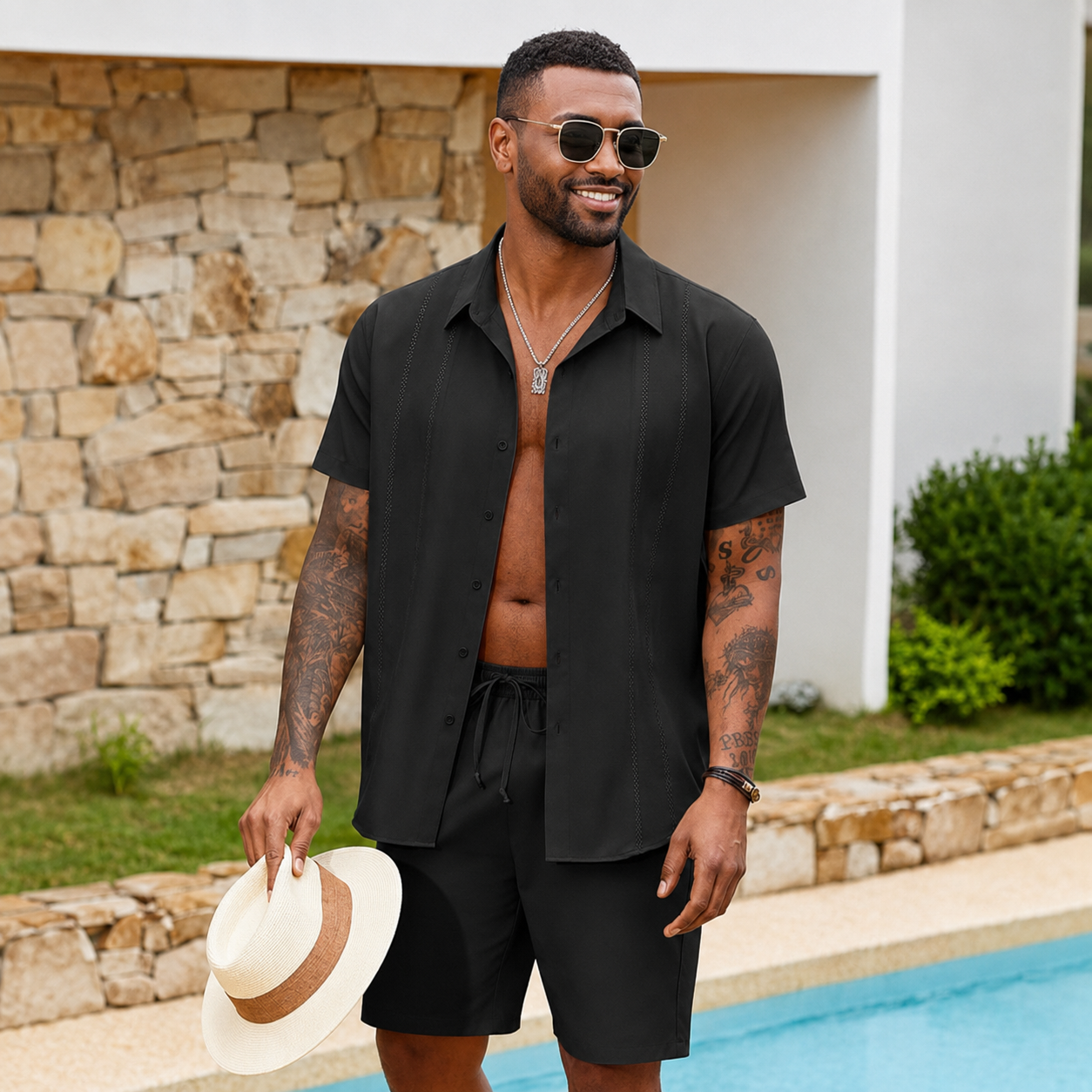 Summer Casual Beach Shorts And Shirt Set For Men