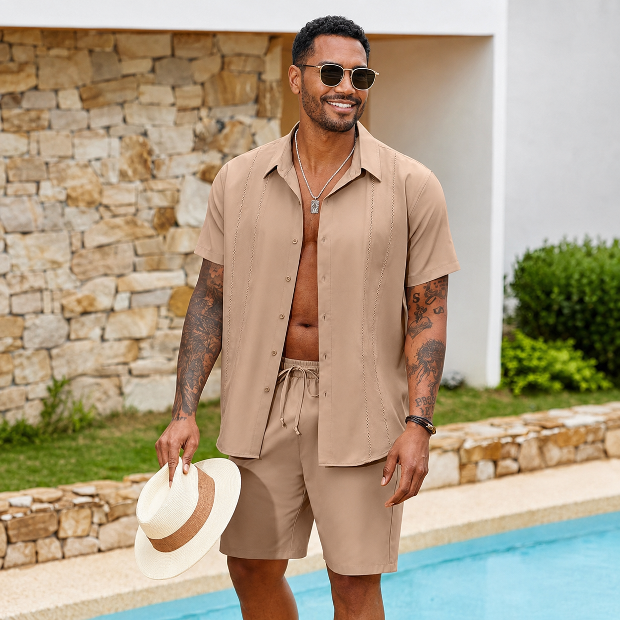 Summer Casual Beach Shorts And Shirt Set For Men