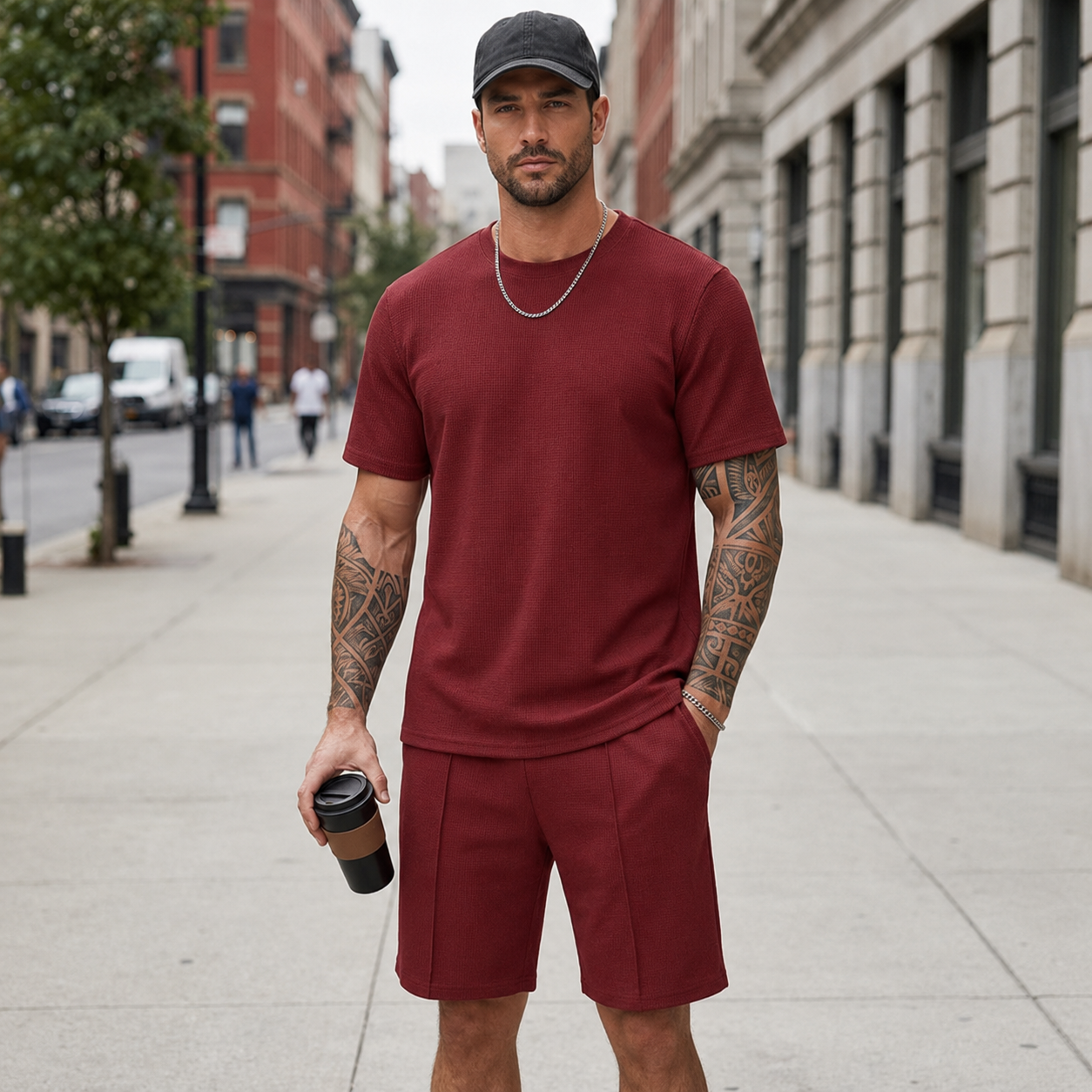 Casual Summer Shorts And Short Sleeve Tshirt Set For Men