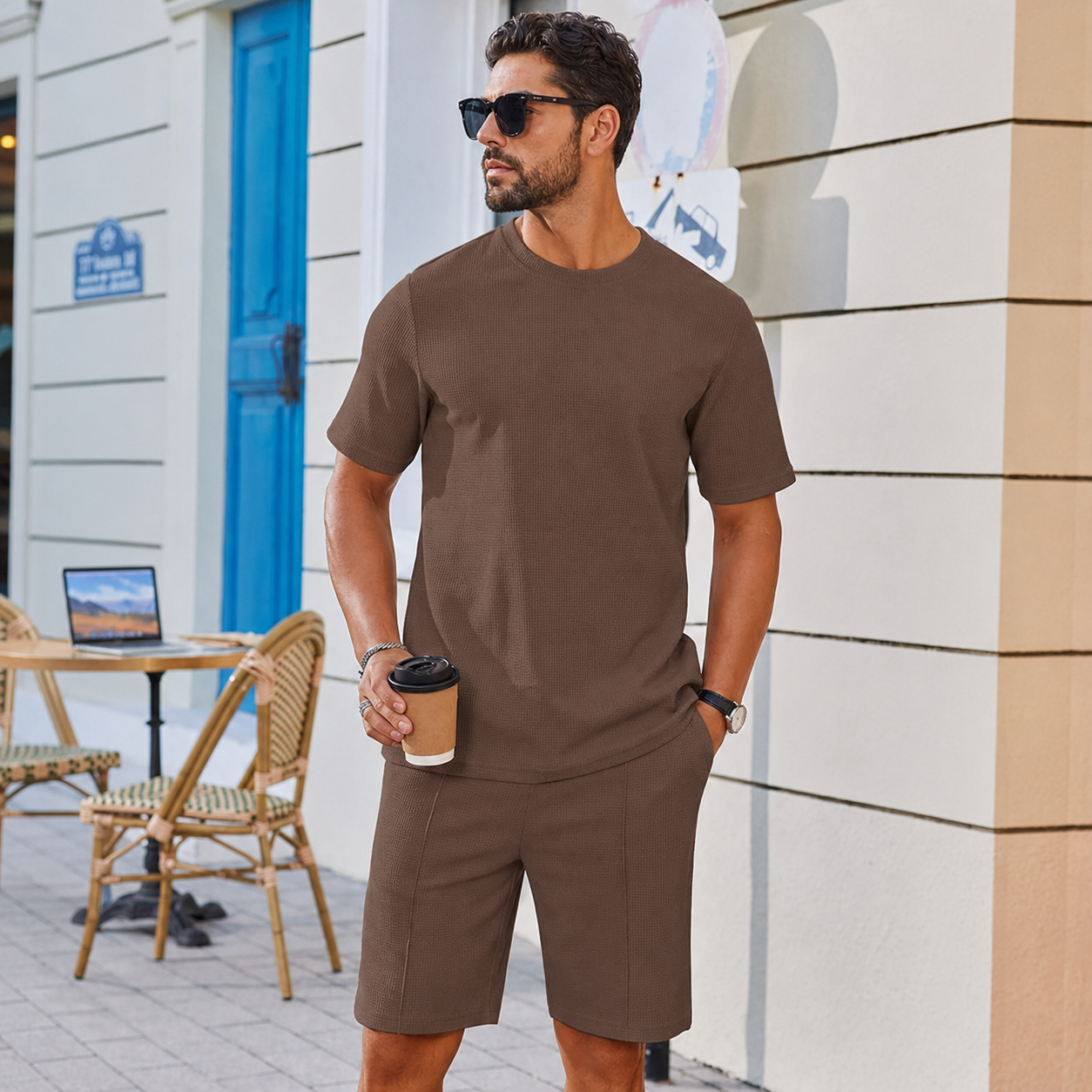 Casual Summer Shorts And Short Sleeve Tshirt Set For Men