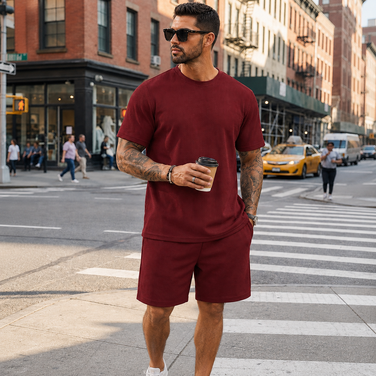 Casual Summer Shorts And Short Sleeve Tshirt Set For Men