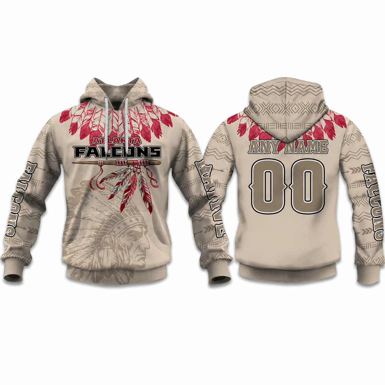 Personalized Native American Heritage Printed Atlanta Falcons Football Fan Hoodie