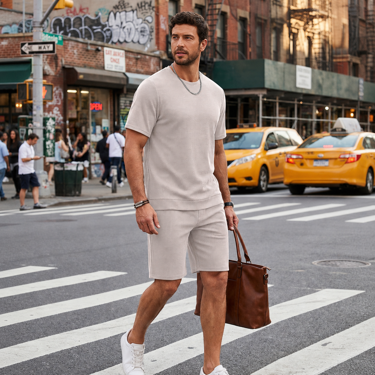 2 Pieces Casual Waffle Short Sleeve Shirt and Short Lounge Set