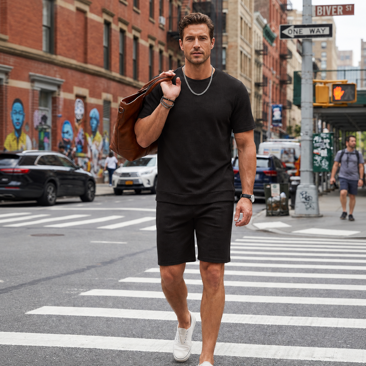 2 Pieces Casual Waffle Short Sleeve Shirt and Short Lounge Set