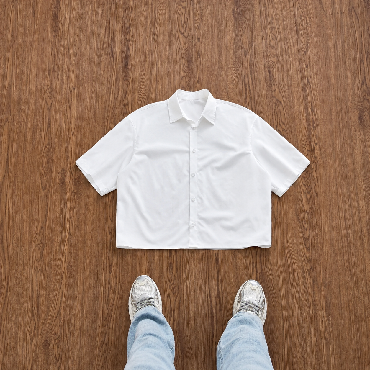 Box Fit Short Sleeve Collared Casual Shirt with Lightweight Fabric for Men