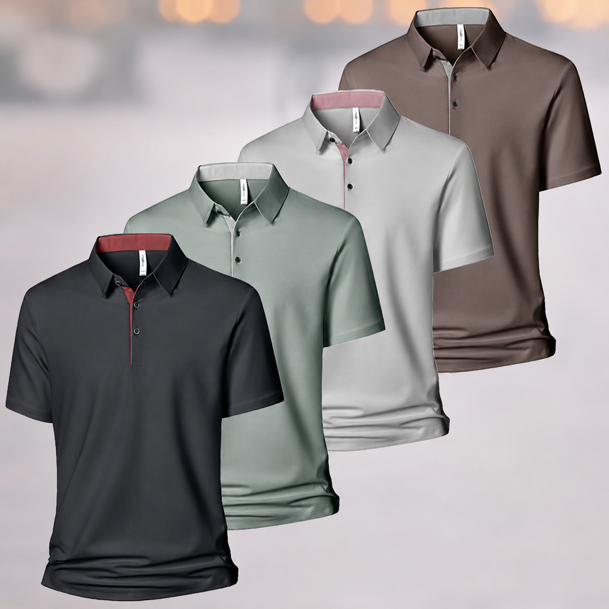 Pack of 4 Short Sleeve Polo T Shirts with Moisture Wicking Fabric for Men