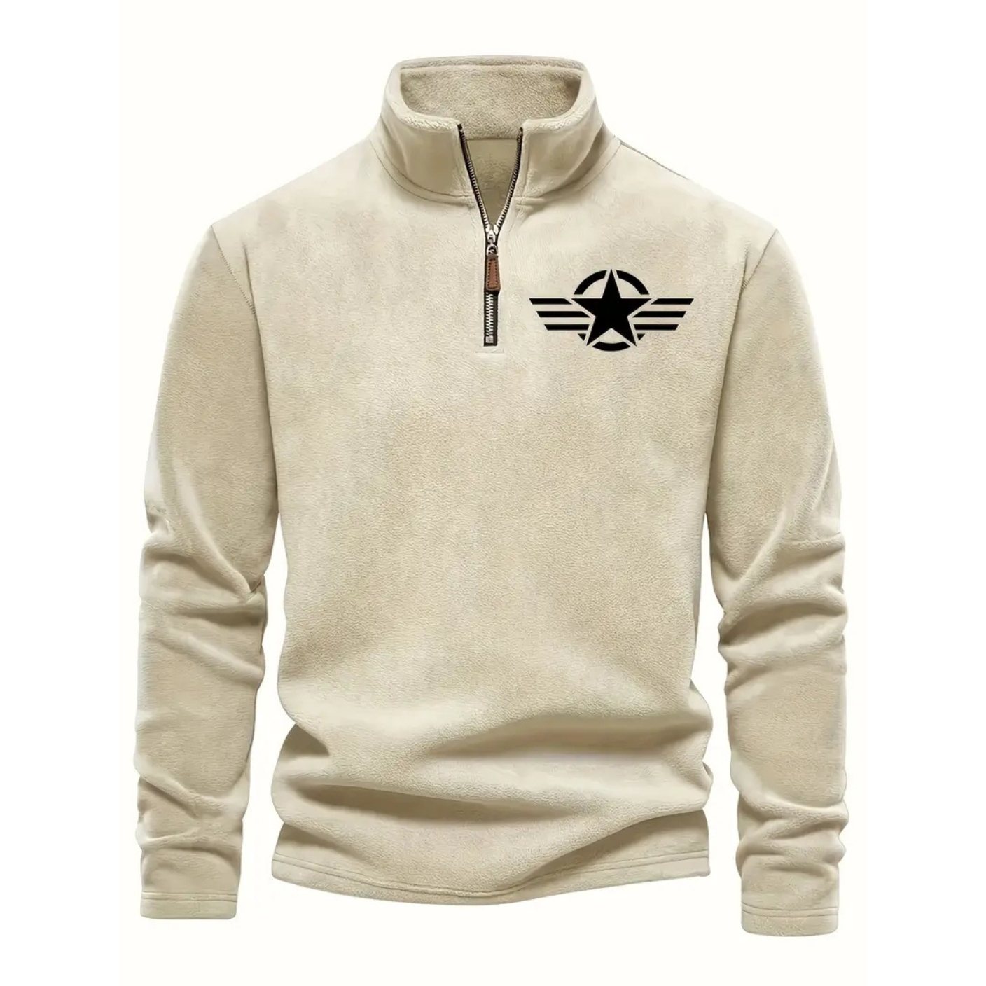 Classic Fleece Zip Pullover Warm Stand Collar Sweatshirt For Men