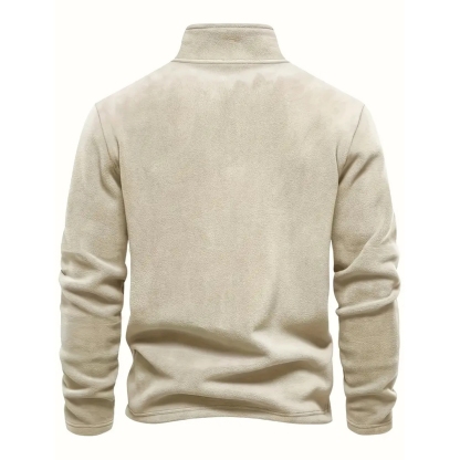Classic Fleece Zip Pullover Warm Stand Collar Sweatshirt For Men