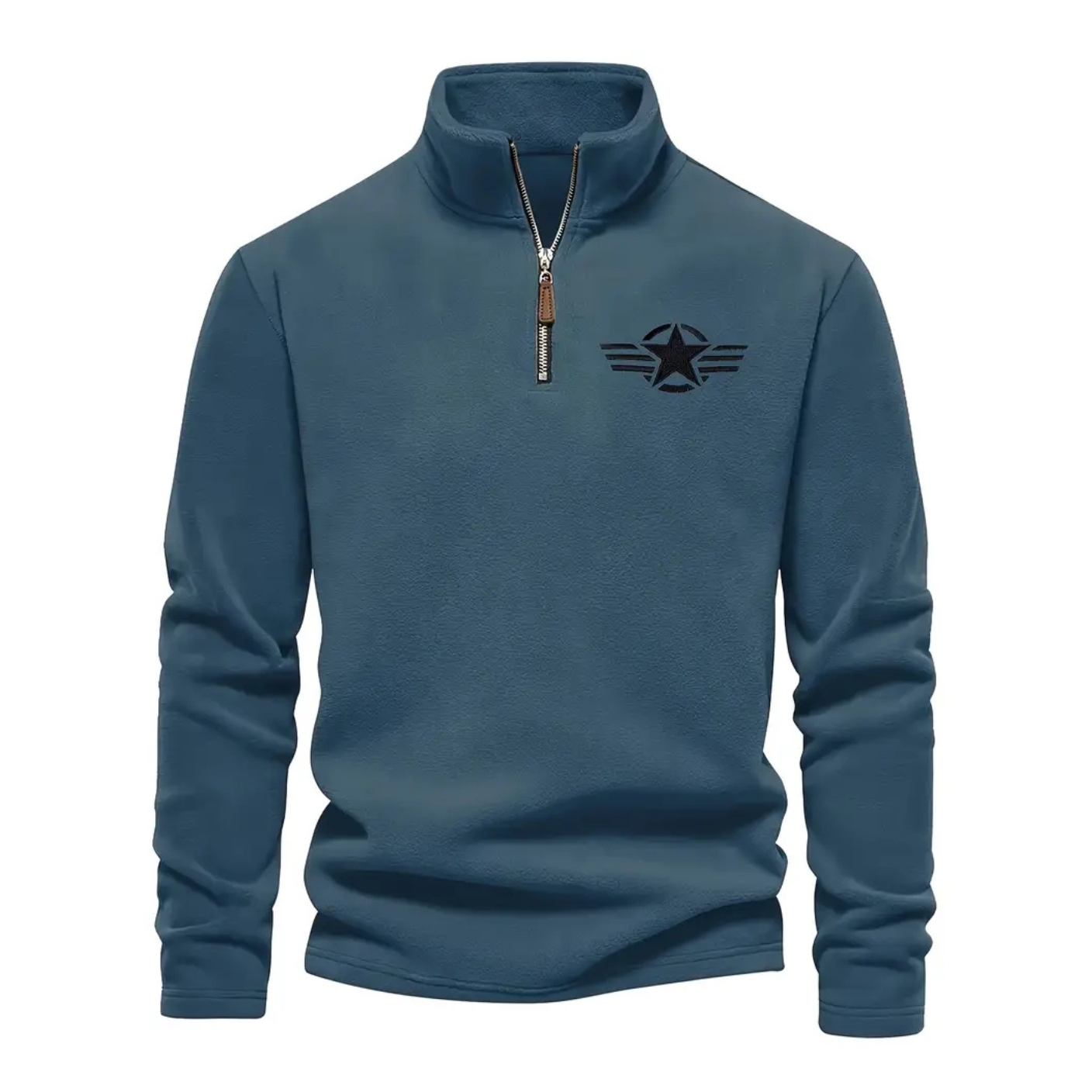 Classic Fleece Zip Pullover Warm Stand Collar Sweatshirt For Men