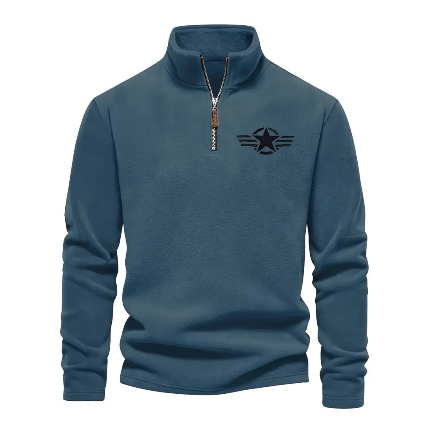 Classic Fleece Zip Pullover Warm Stand Collar Sweatshirt For Men