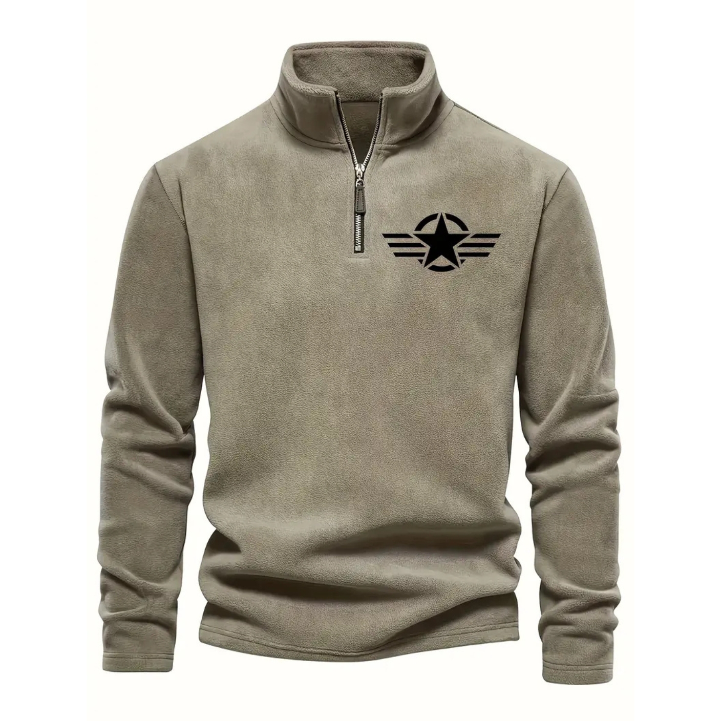 Classic Fleece Zip Pullover Warm Stand Collar Sweatshirt For Men