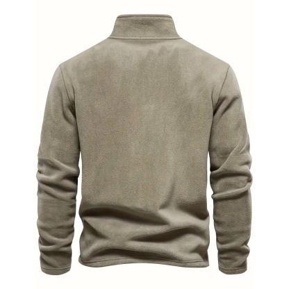 Classic Fleece Zip Pullover Warm Stand Collar Sweatshirt For Men